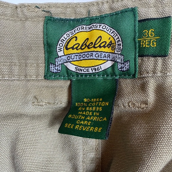 Cabelas Mens Cargo Pants Unhemmed 100% Cotton 36 Regular Outdoor Khaki - Picture 4 of 6